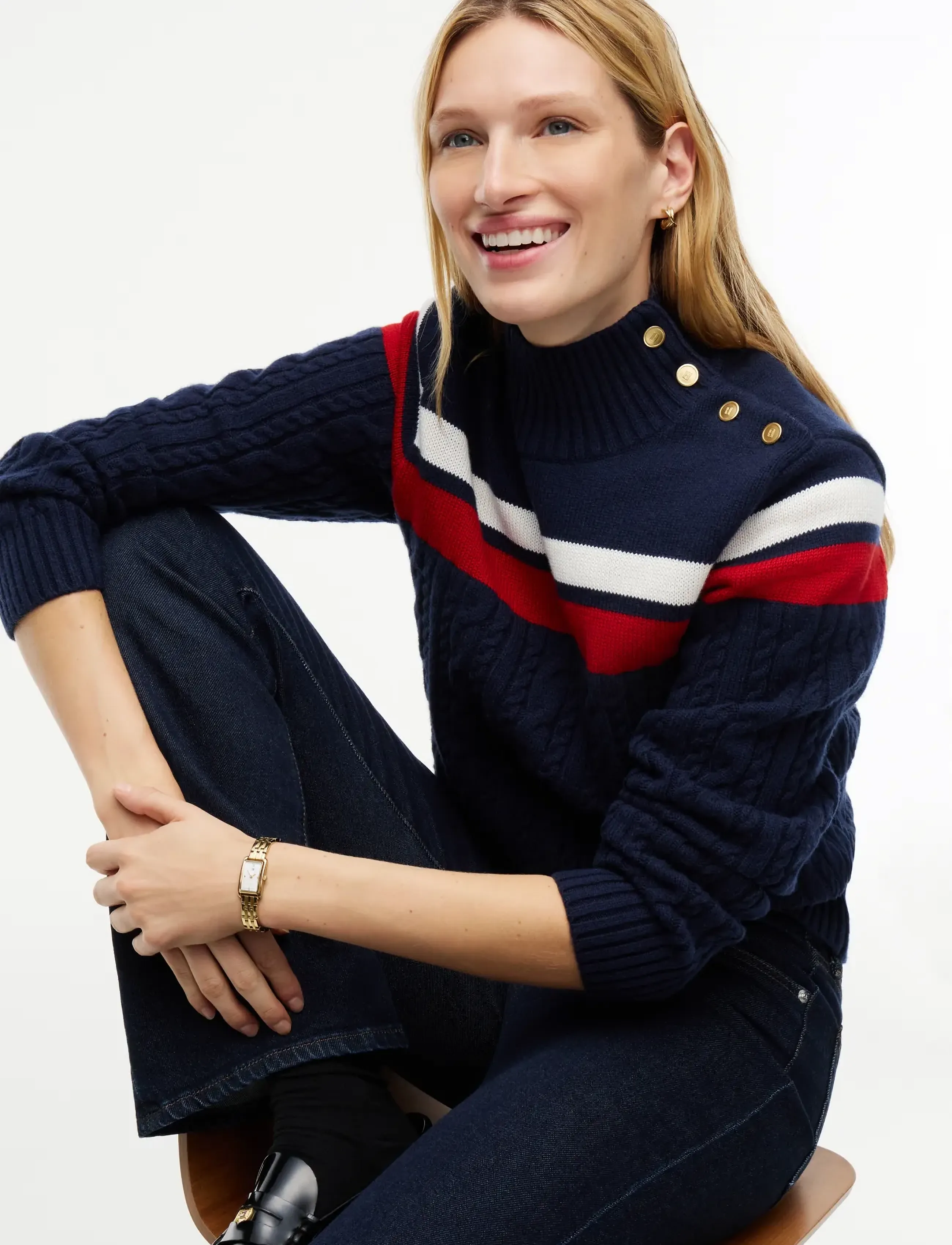 Tommy Hilfiger - PLACED CABLE C-NK SWT - dark blue - 5