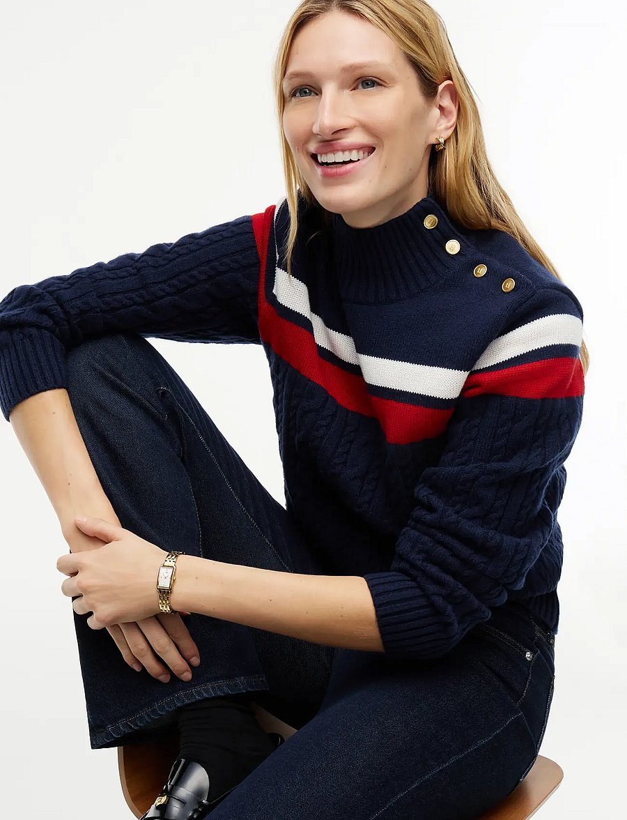 Tommy Hilfiger - PLACED CABLE C-NK SWT - striktrøjer - dark blue - 5