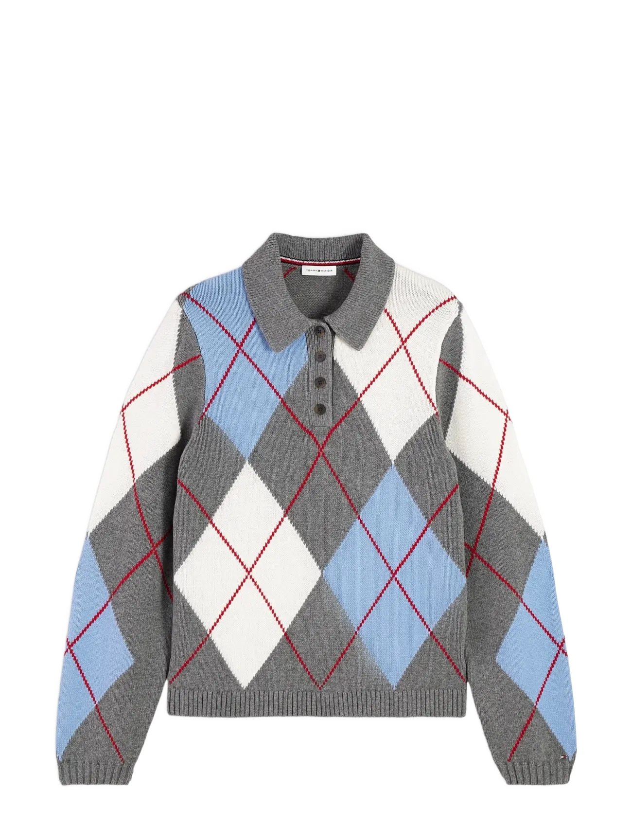 TOMMY HILFIGER Argyle Prep New Polo Ls Grau - S - Damen