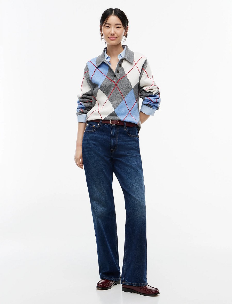 Tommy Hilfiger - ARGYLE PREP NEW POLO LS - stickade tröjor - medium grey heather argyle - 4