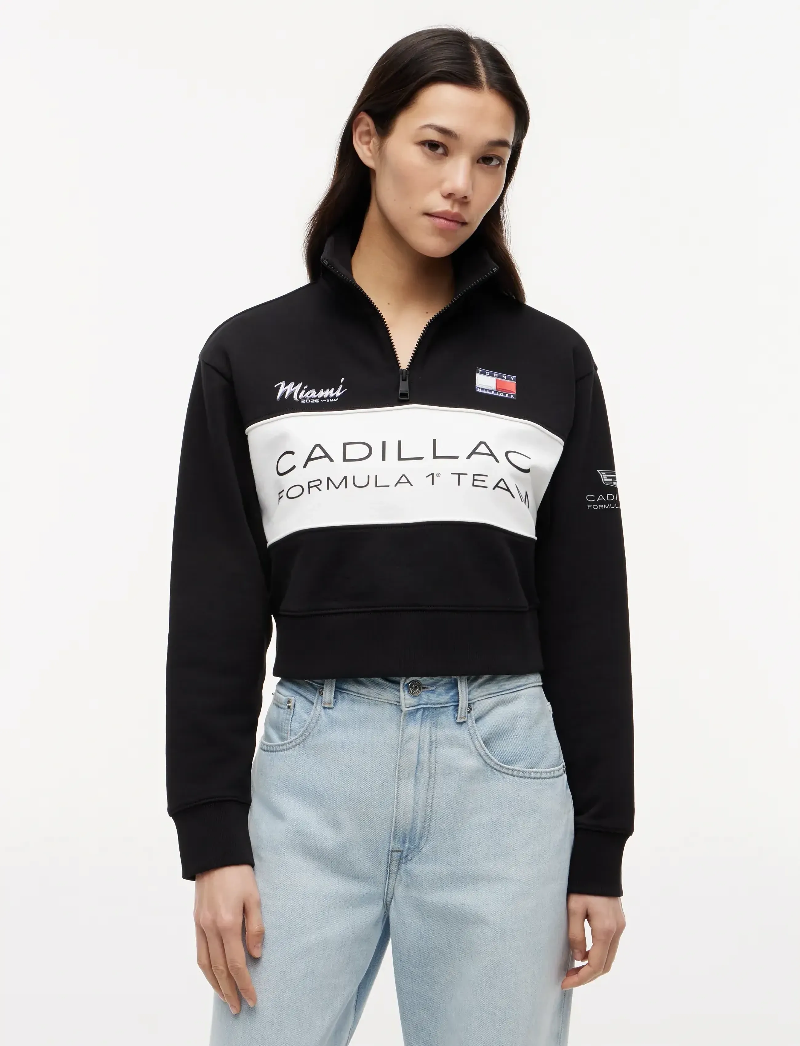 Tommy Hilfiger TH X CF1 MIAMI HALF ZIP - Sweatshirts - BLACK   STONE GREY   WHITE / black