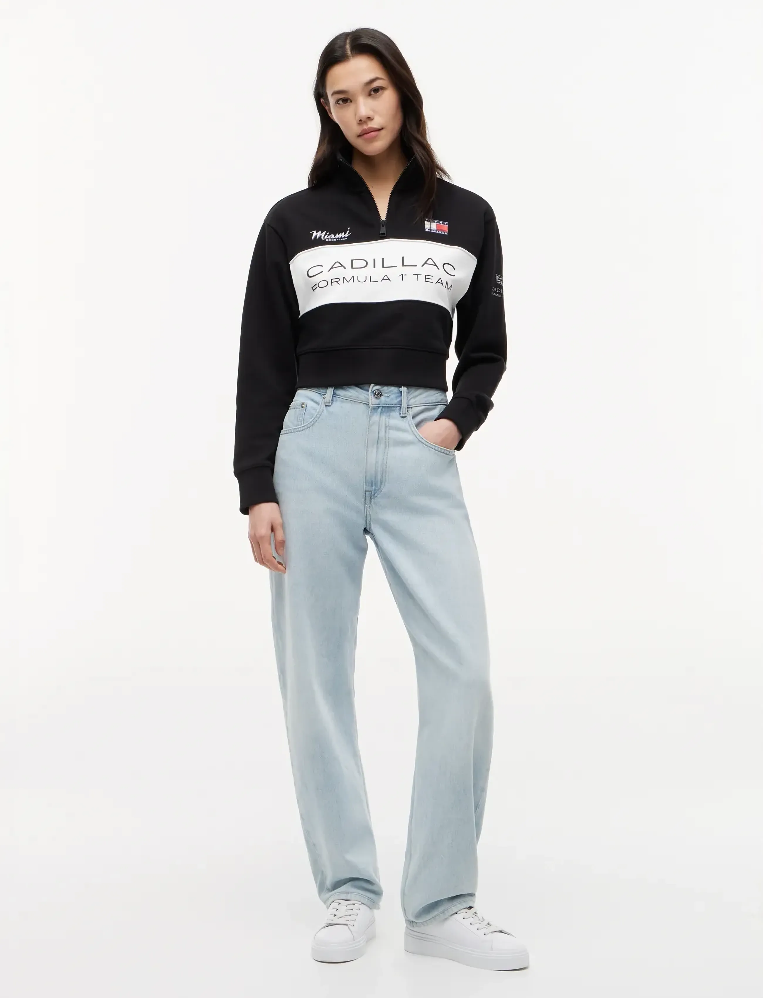 Tommy Hilfiger - TH X CF1 MIAMI HALF ZIP - sweatshirts & hættetrøjer - black   stone grey   white - 4