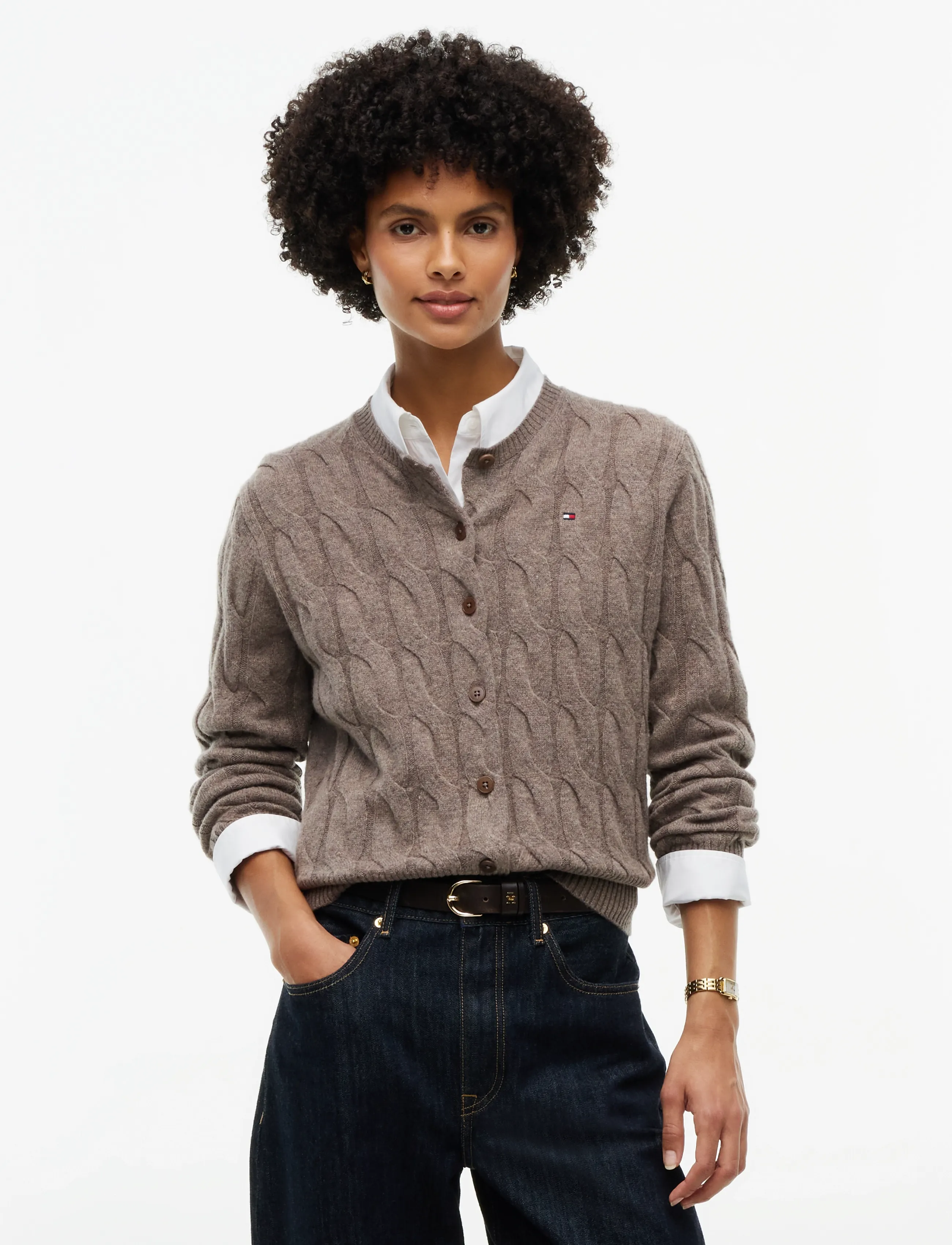 Tommy Hilfiger SOFT WOOL CARDI - Tommy Hilfiger - HOT COCO HEATHER / brown
