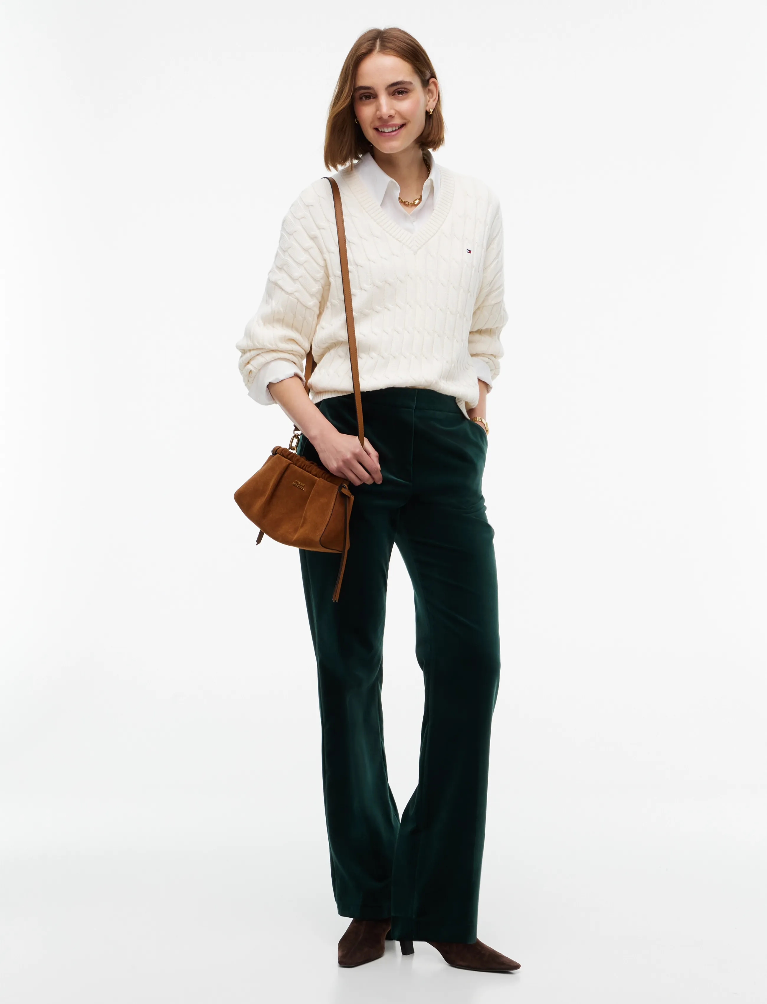 Tommy Hilfiger - VELVET SLIM BOOTCUT - utsvängda byxor - deep evergreen - 3