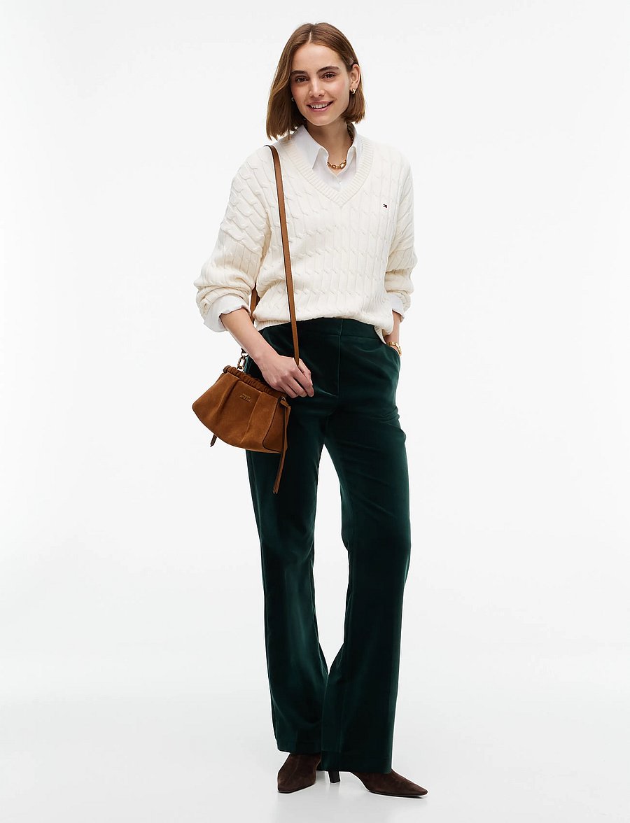 Tommy Hilfiger - VELVET SLIM BOOTCUT - utsvängda byxor - deep evergreen - 3