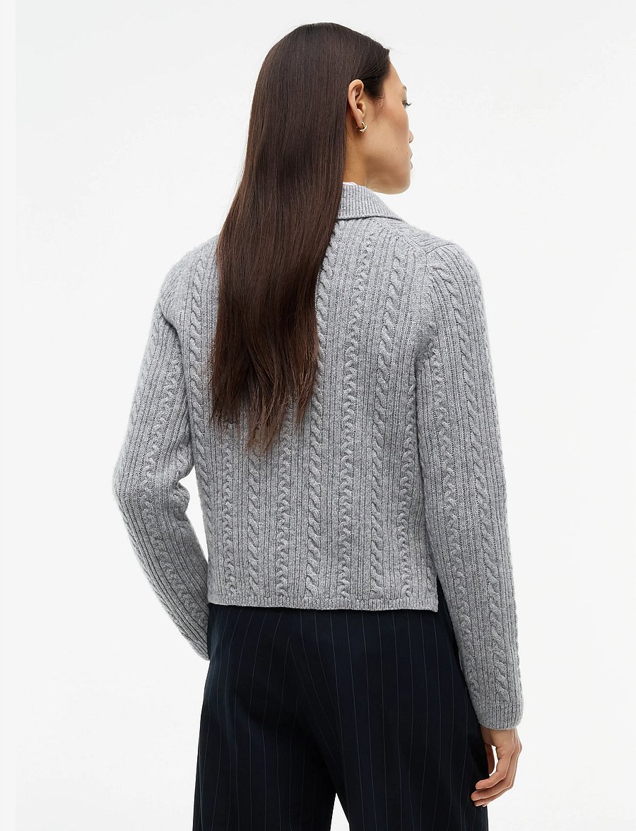 Tommy Hilfiger - LS POLO CABLE SWEATER REG FIT - striktrøjer - medium grey heather - 2