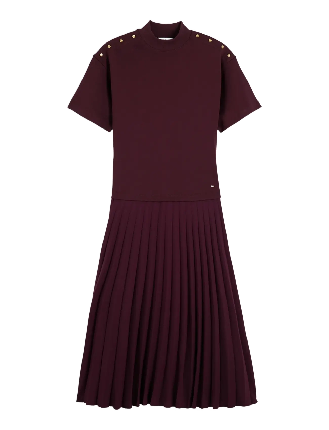 Tommy Hilfiger - GOLD BUTTON HIGH-NK S/S DRESS - deep burgundy - 1