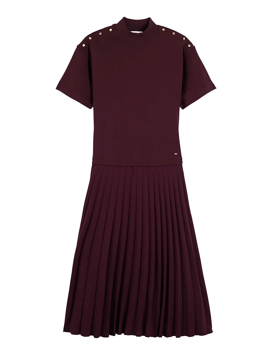 Tommy Hilfiger - GOLD BUTTON HIGH-NK S/S DRESS - deep burgundy - 1