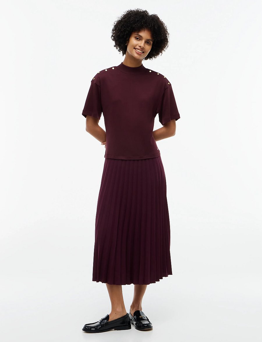 Tommy Hilfiger - GOLD BUTTON HIGH-NK S/S DRESS - deep burgundy - 0