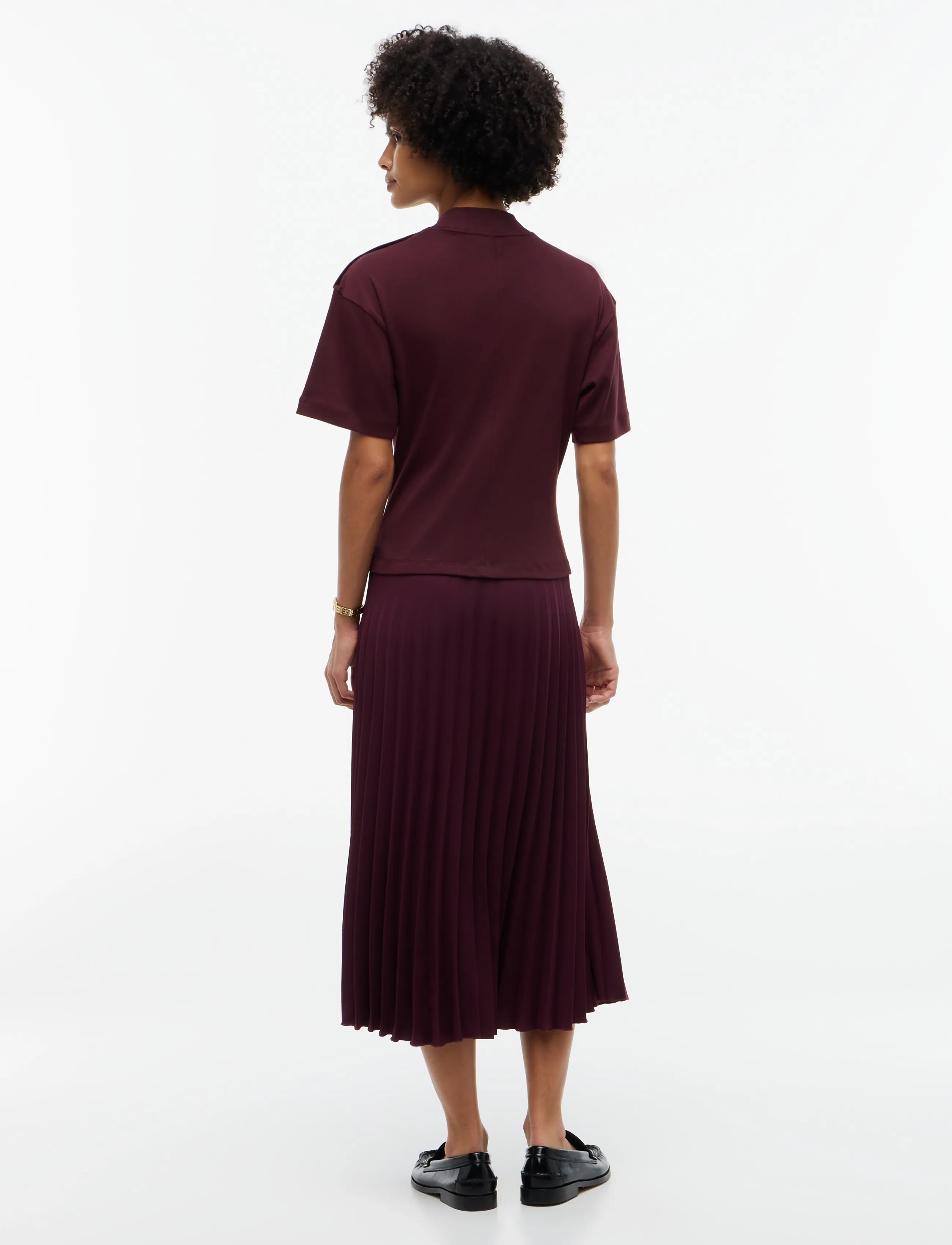 Tommy Hilfiger - GOLD BUTTON HIGH-NK S/S DRESS - deep burgundy - 4