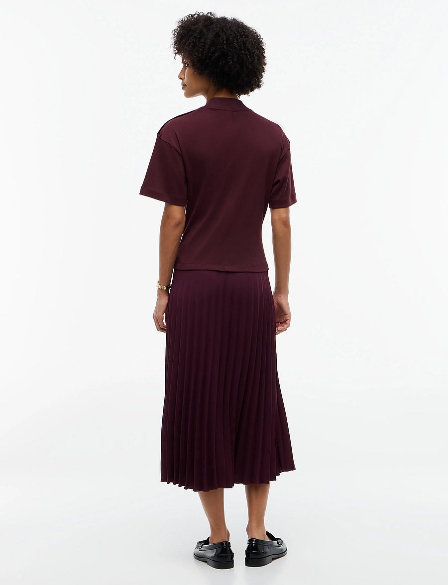 Tommy Hilfiger - GOLD BUTTON HIGH-NK S/S DRESS - deep burgundy - 4