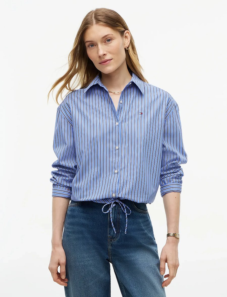 Tommy Hilfiger - POPLIN LS DRAWSTRING SHIRT - pikkade varrukatega särgid - new york blue stripe - 0