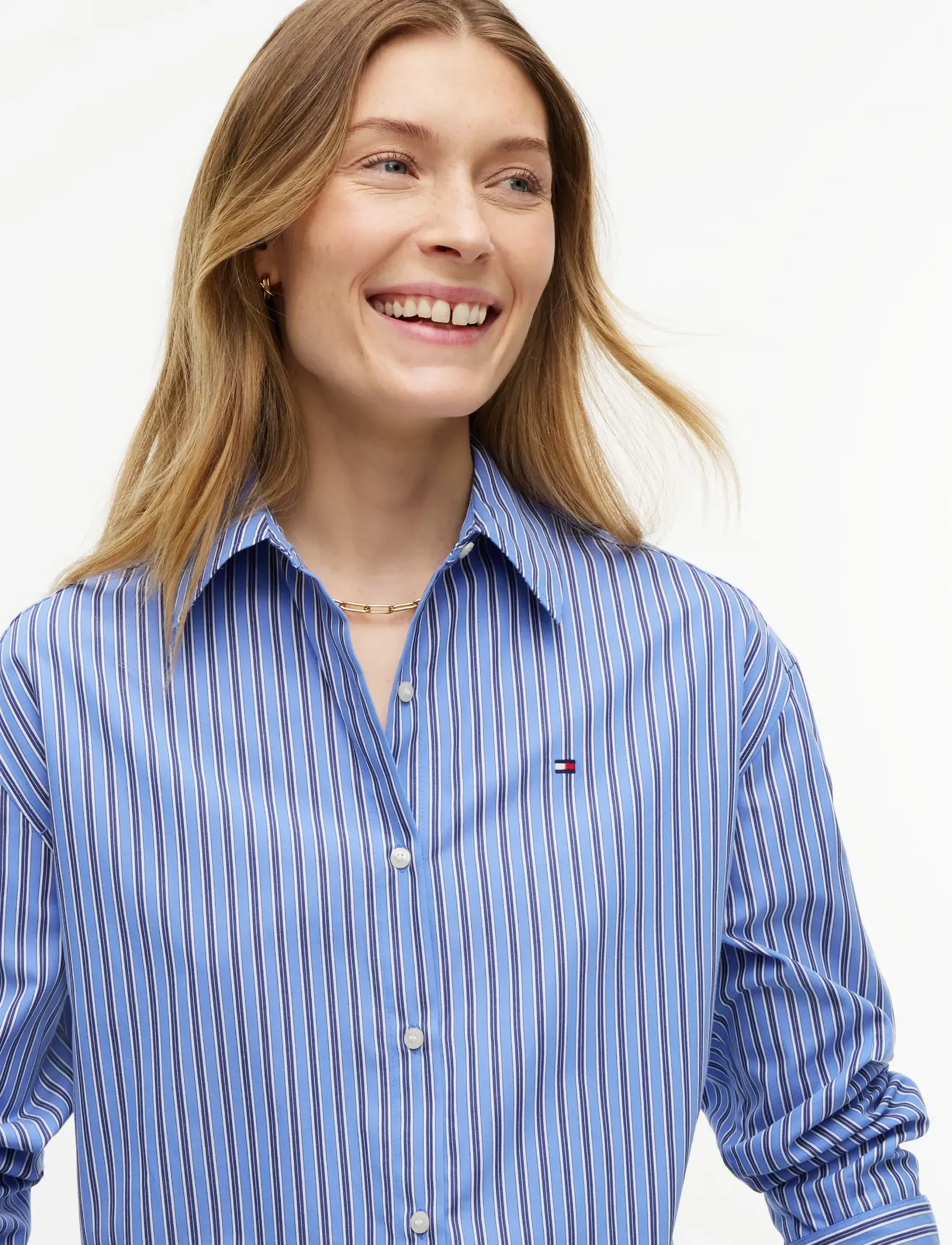 Tommy Hilfiger - POPLIN LS DRAWSTRING SHIRT - pikkade varrukatega särgid - new york blue stripe - 3