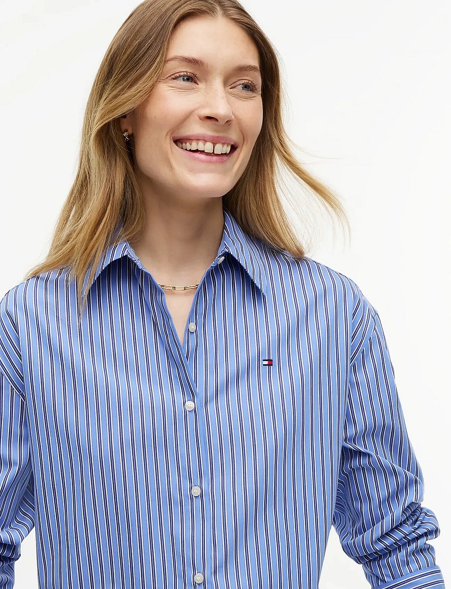 Tommy Hilfiger - POPLIN LS DRAWSTRING SHIRT - pikkade varrukatega särgid - new york blue stripe - 3