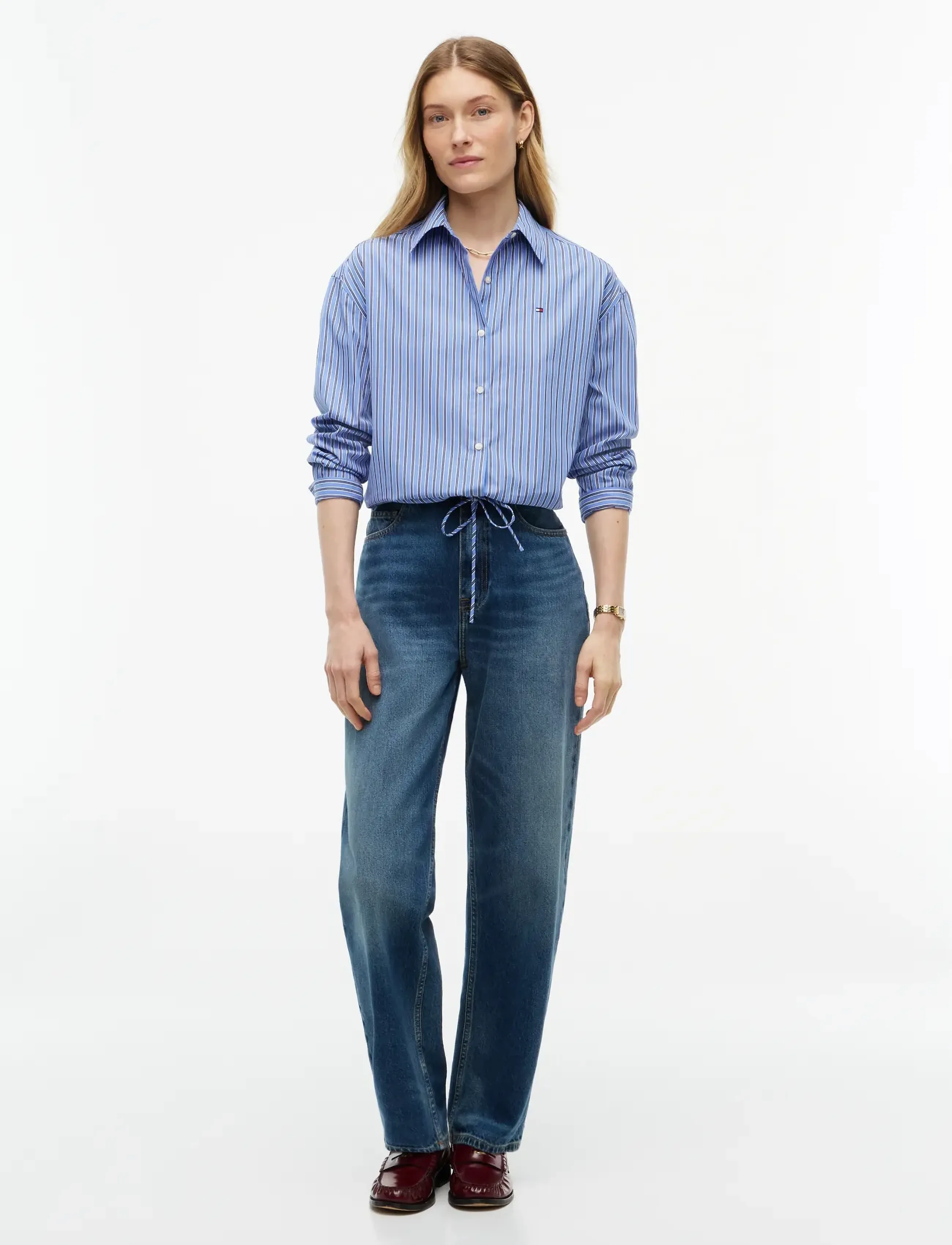 Tommy Hilfiger - POPLIN LS DRAWSTRING SHIRT - pikkade varrukatega särgid - new york blue stripe - 4