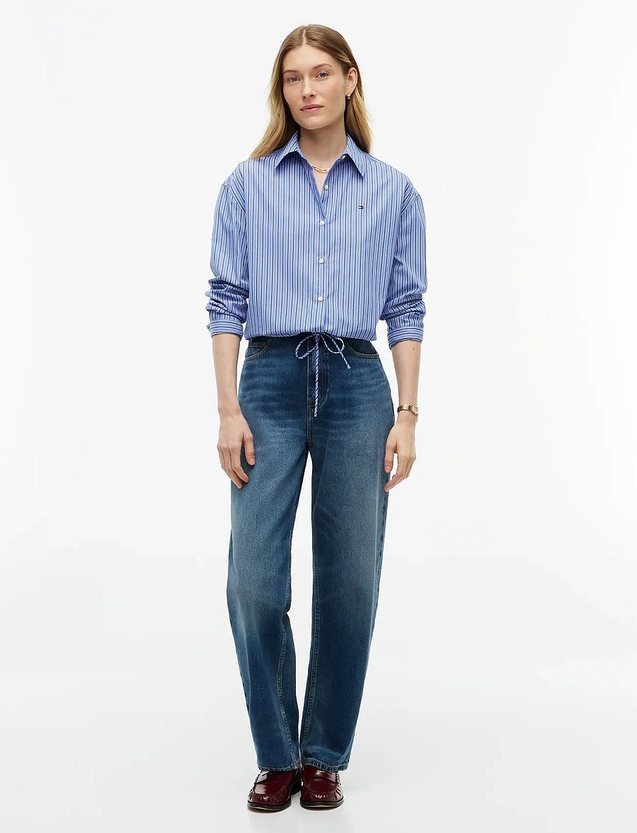 Tommy Hilfiger - POPLIN LS DRAWSTRING SHIRT - pikkade varrukatega särgid - new york blue stripe - 4
