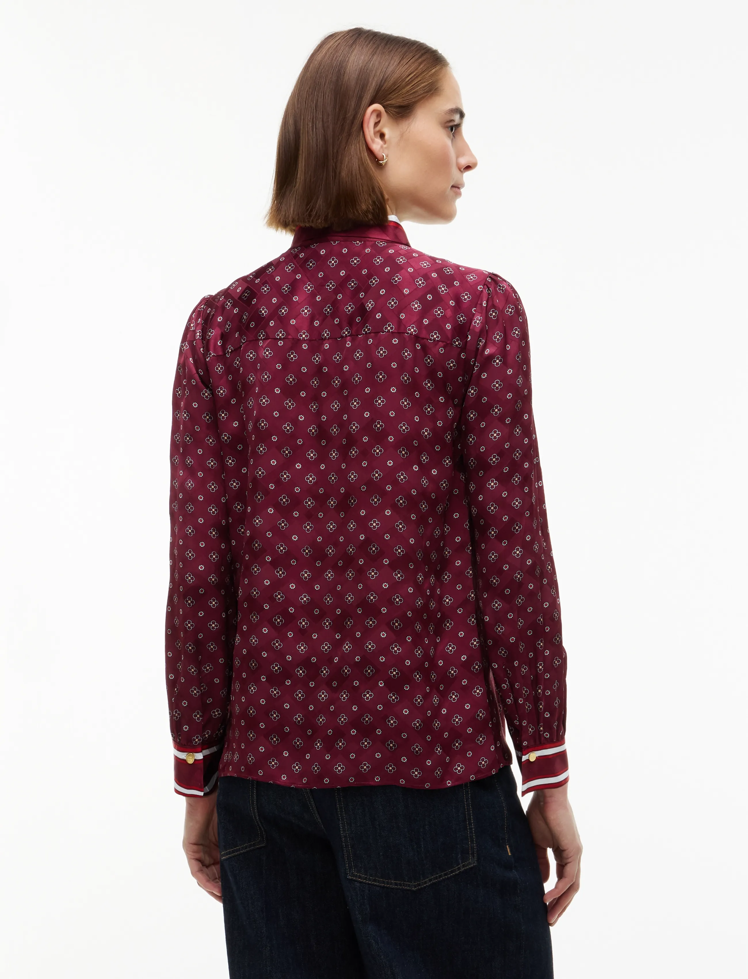 Tommy Hilfiger - FLUID JACQUARD TIE DETAIL SHIRT - marškiniai ilgomis rankovėmis - placed foulard burgundy - 2