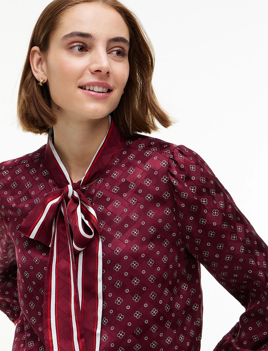 Tommy Hilfiger - FLUID JACQUARD TIE DETAIL SHIRT - marškiniai ilgomis rankovėmis - placed foulard burgundy - 3