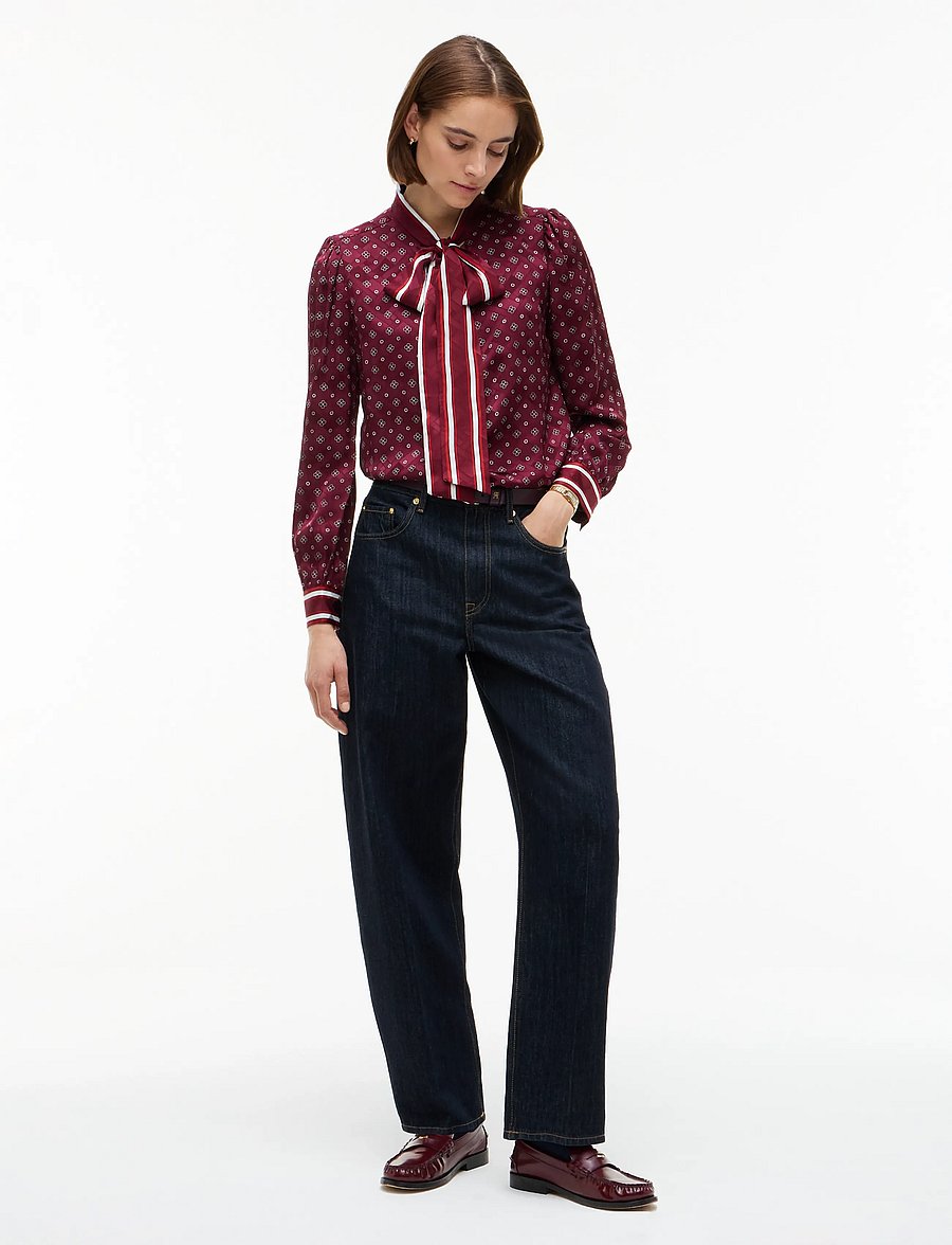 Tommy Hilfiger - FLUID JACQUARD TIE DETAIL SHIRT - marškiniai ilgomis rankovėmis - placed foulard burgundy - 4