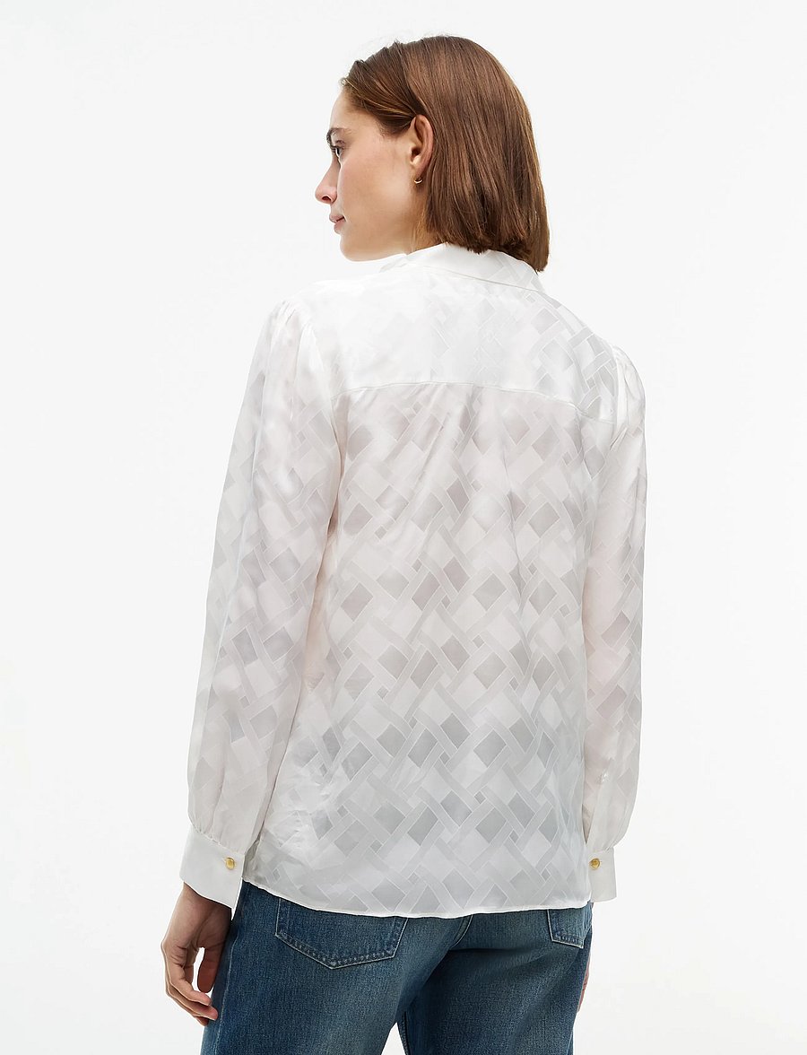 Tommy Hilfiger - FLUID JACQUARD TIE DETAIL SHIRT - långärmade skjortor - ivory silk - 2