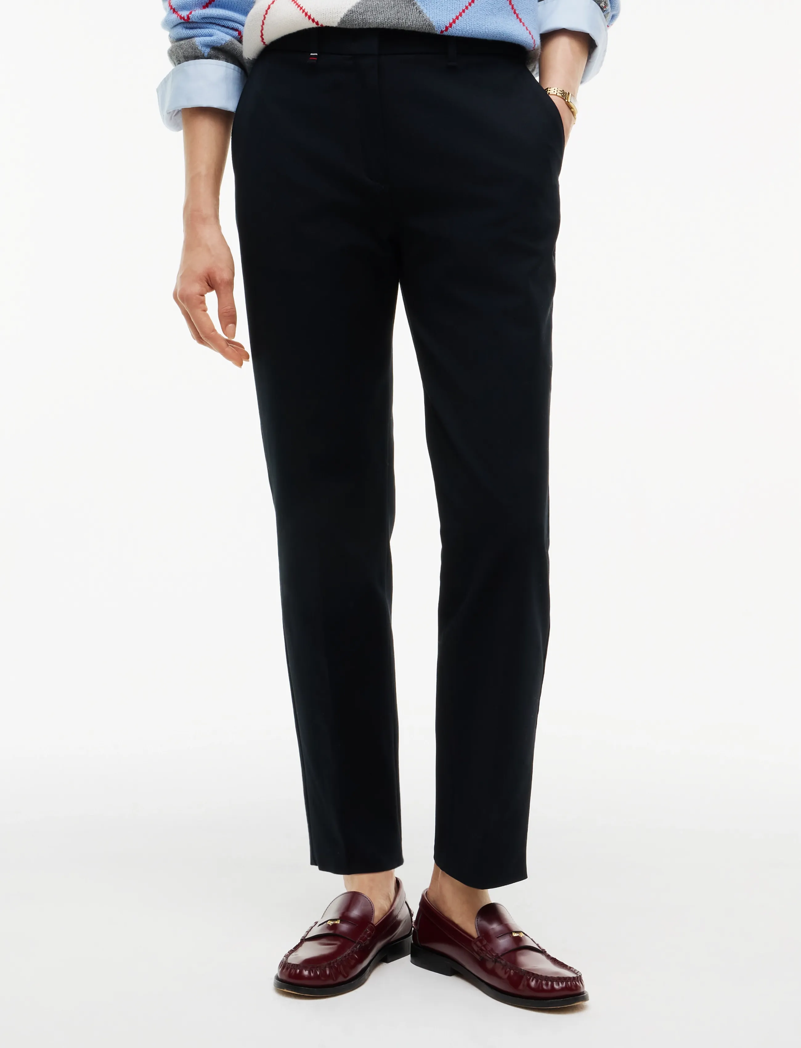 Tommy Hilfiger Gabardine Slim Straight, 42, Black, Bukser > Lige Ben, Dame