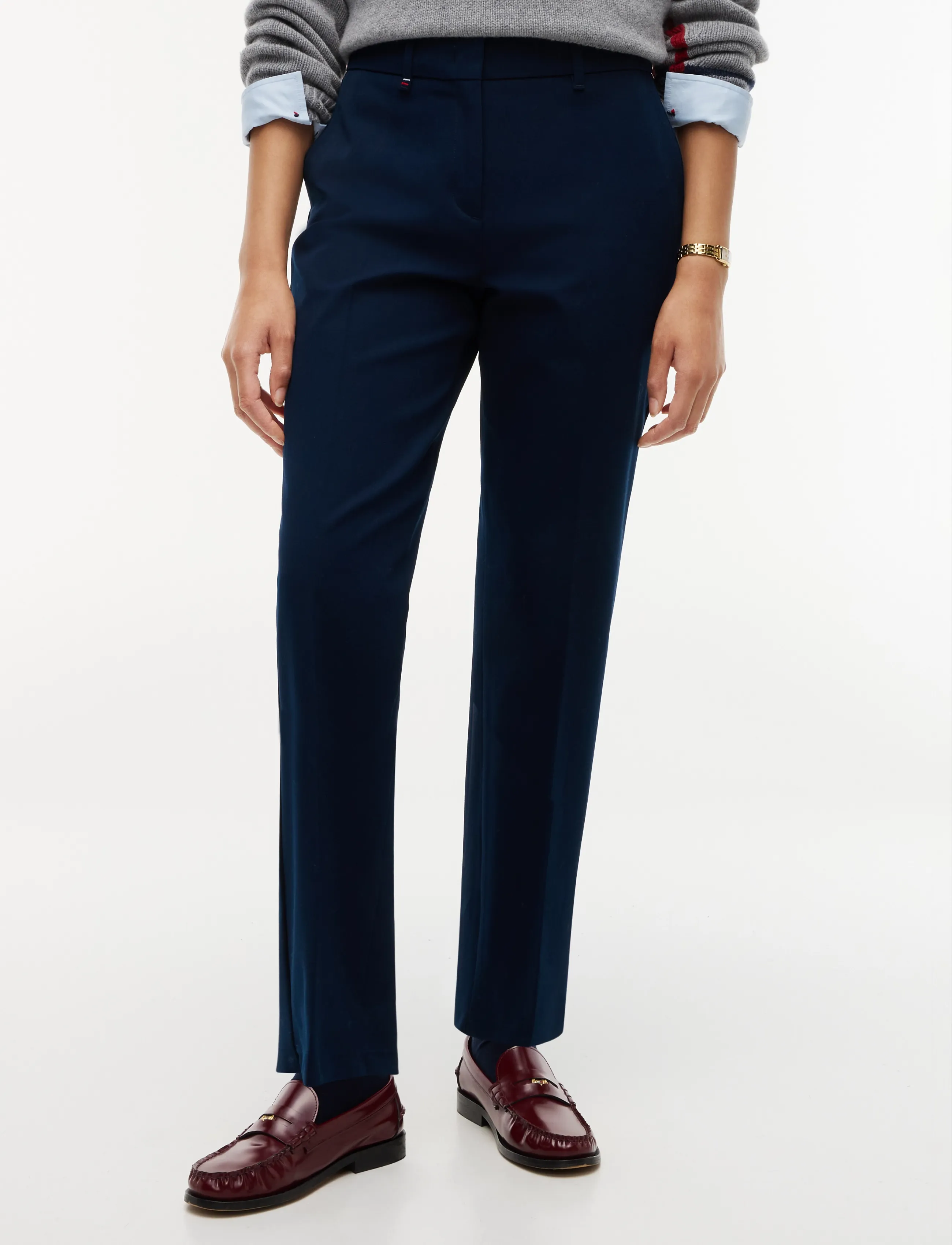 Tommy Hilfiger Gabardine Slim Straight, 34, Navy, Bukser > Lige Ben, Dame