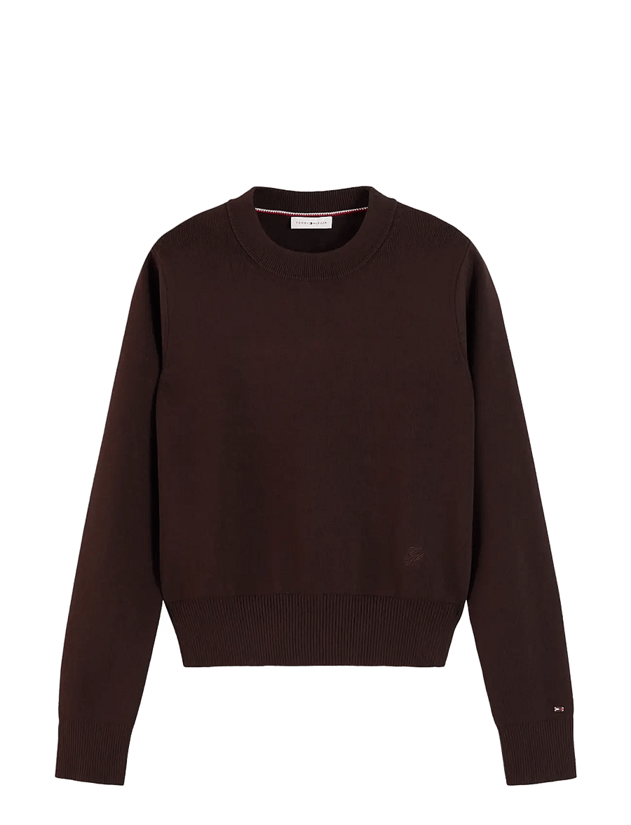 Tommy Hilfiger - CO FULL NEEDLE C-NK SWT - stickade tröjor - chocolate - 1