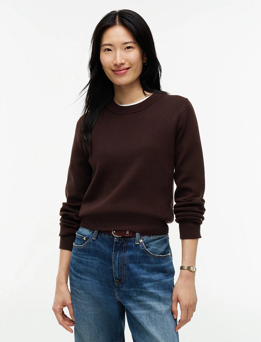 Tommy Hilfiger - CO FULL NEEDLE C-NK SWT - stickade tröjor - chocolate - 0