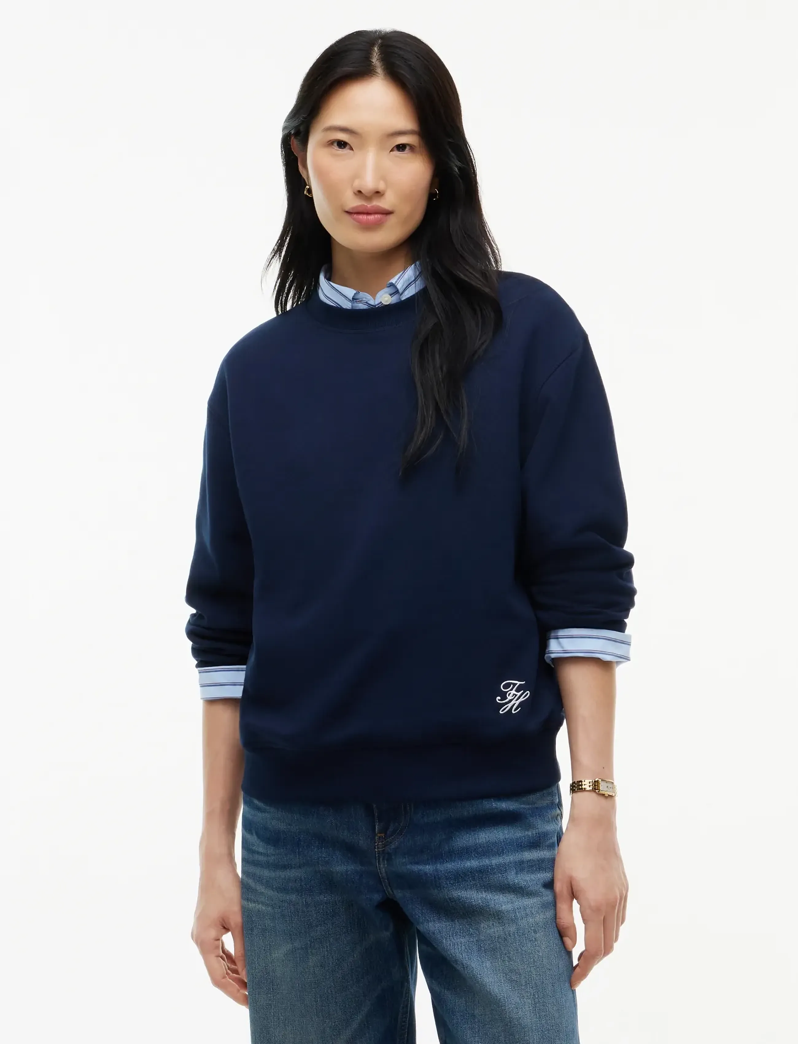 Tommy Hilfiger - SCRIPT TERRY MDRN C-NK SWTSHIRT - everyday style - dark blue - 0