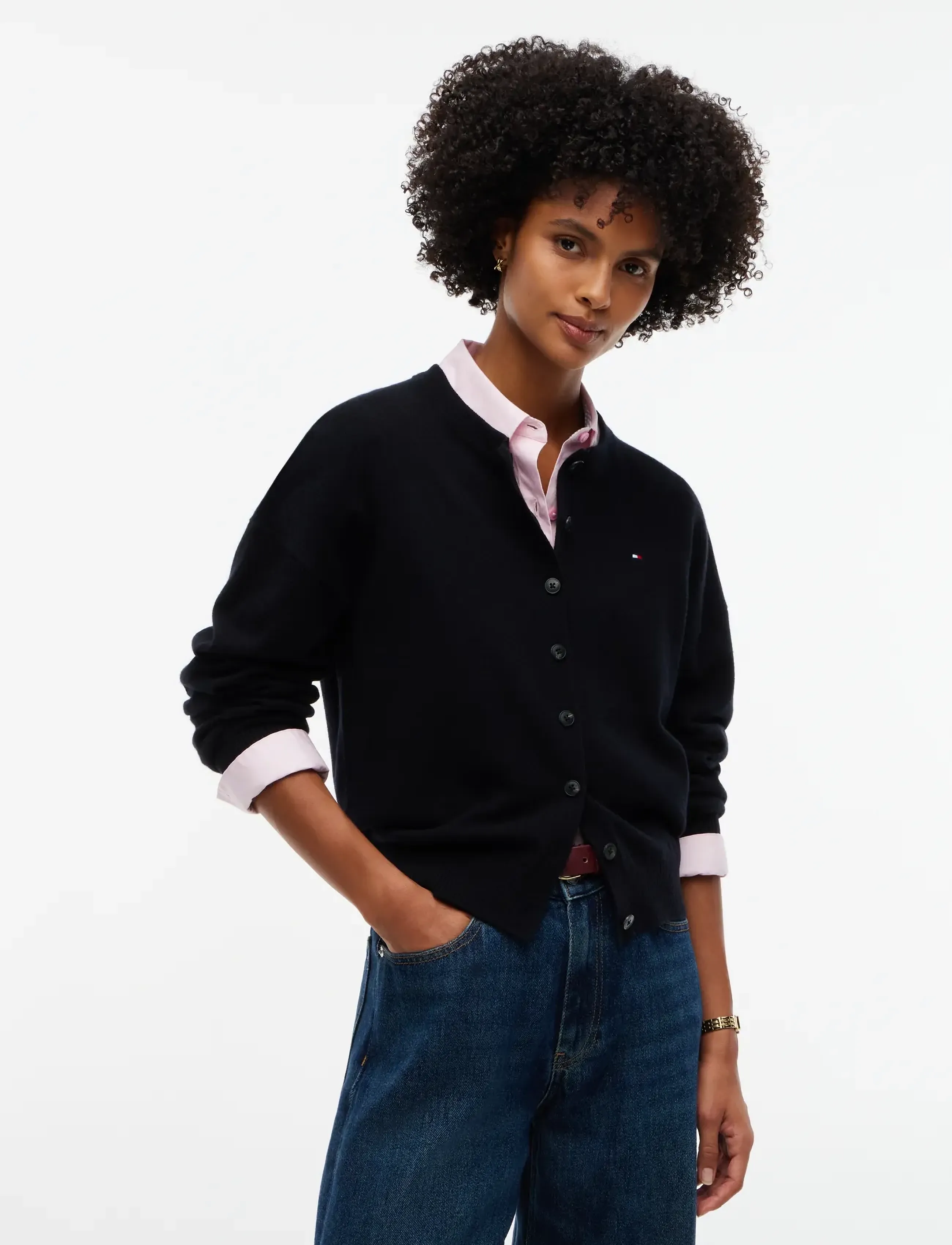 Tommy Hilfiger - 90/10 CASHMERE C-NK CARDI - cashmere - black - 0