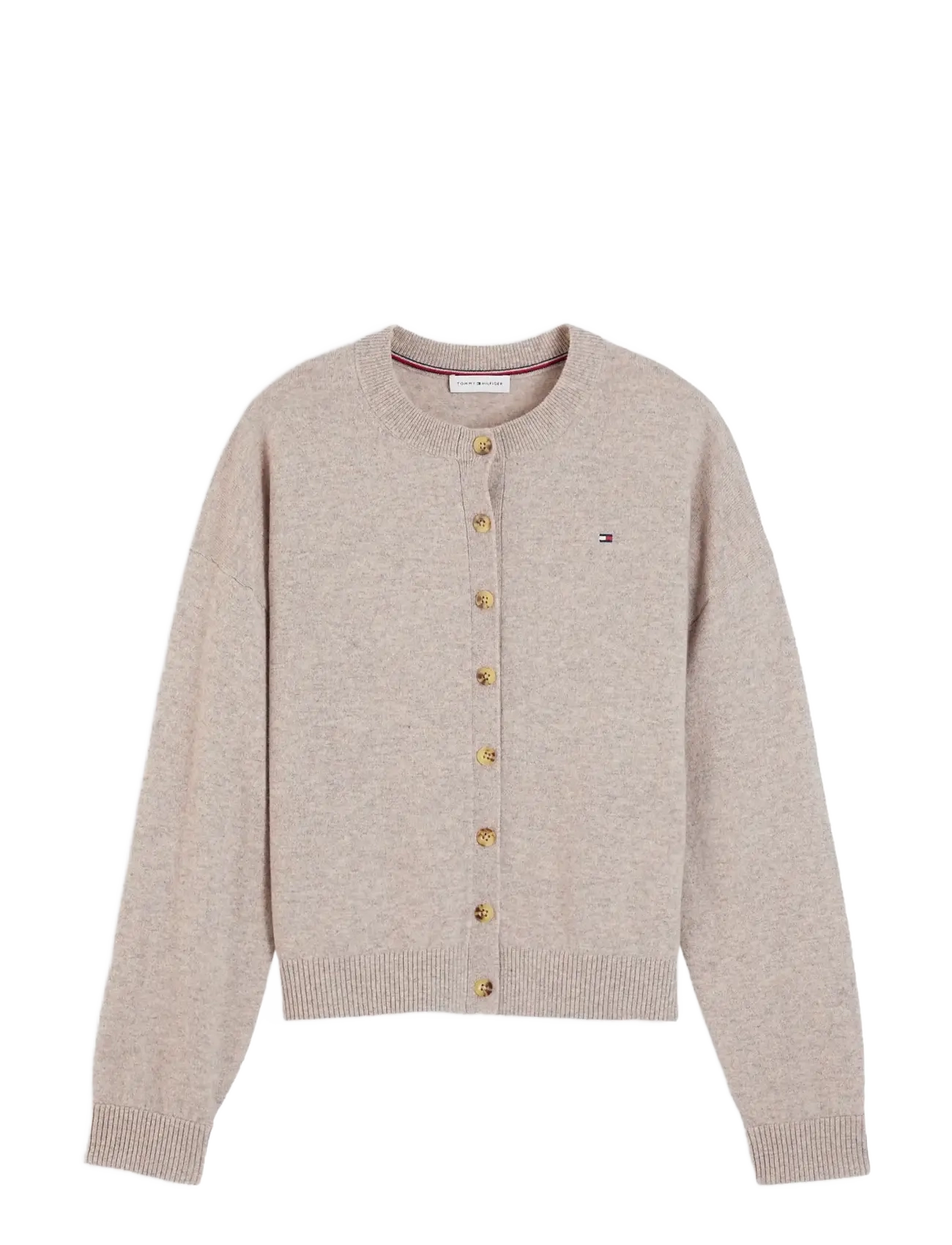 Tommy Hilfiger 90/10 CASHMERE C-NK CARDI - Stickat - LIGHT CAMEL HEATHER / beige