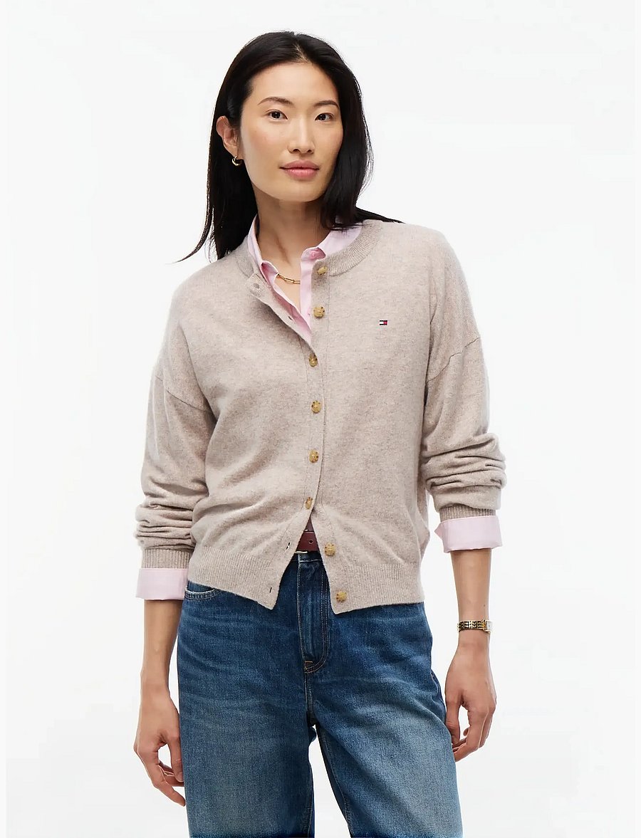 Tommy Hilfiger - 90/10 CASHMERE C-NK CARDI - kashmir - light camel heather - 0