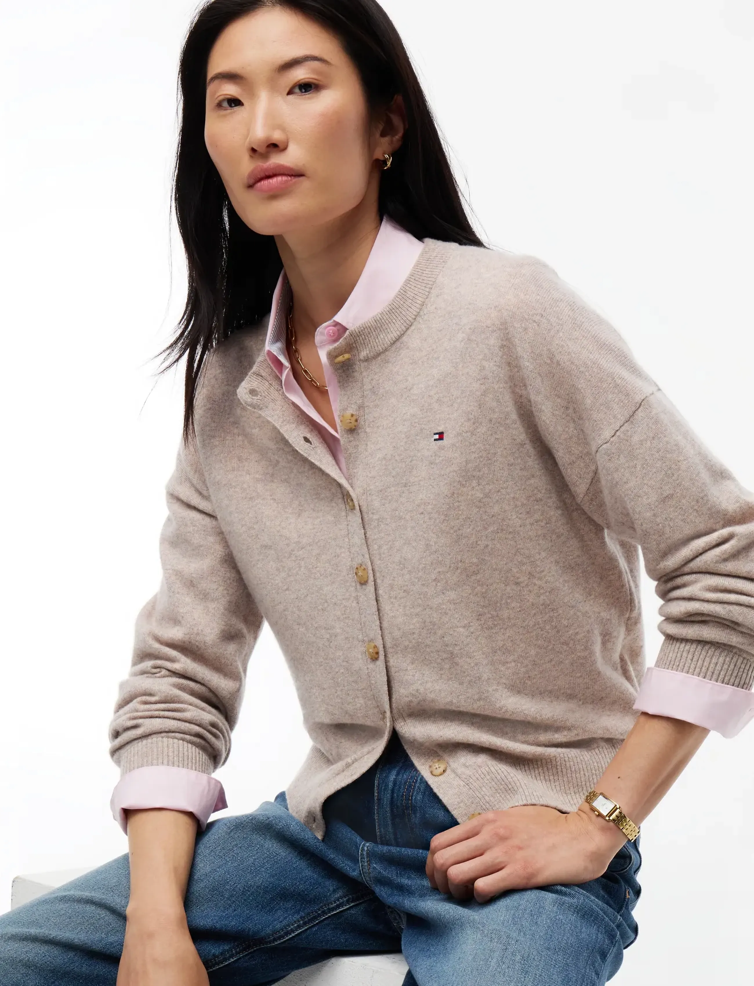 Tommy Hilfiger - 90/10 CASHMERE C-NK CARDI - kashmir - light camel heather - 3