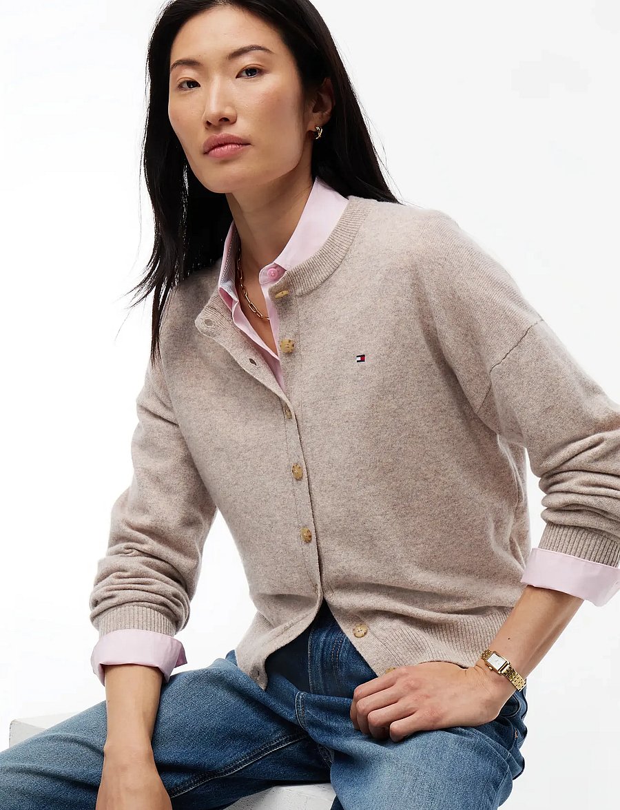 Tommy Hilfiger - 90/10 CASHMERE C-NK CARDI - kashmir - light camel heather - 3
