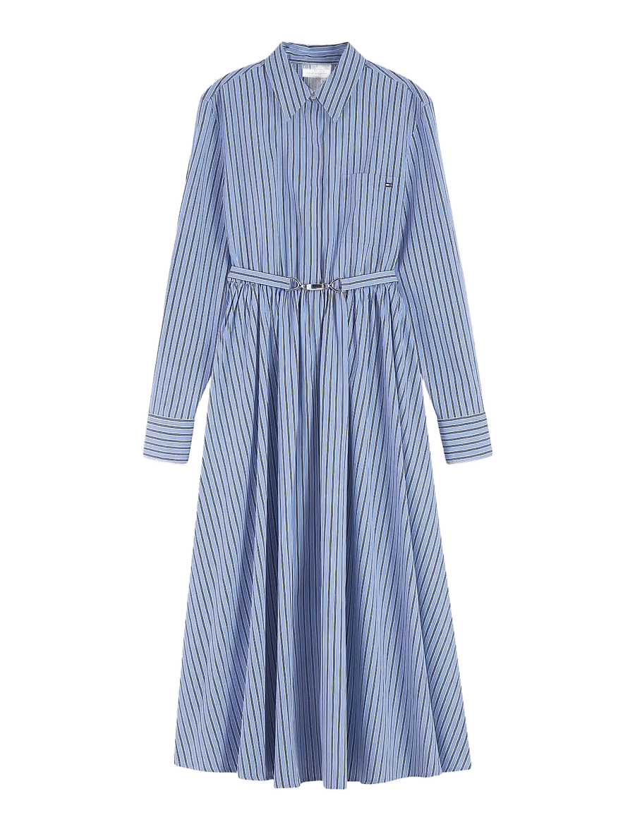 Tommy Hilfiger - POPLIN BELTED LS SHIRT DRESS - särkkleidid - new york blue stripe - 1