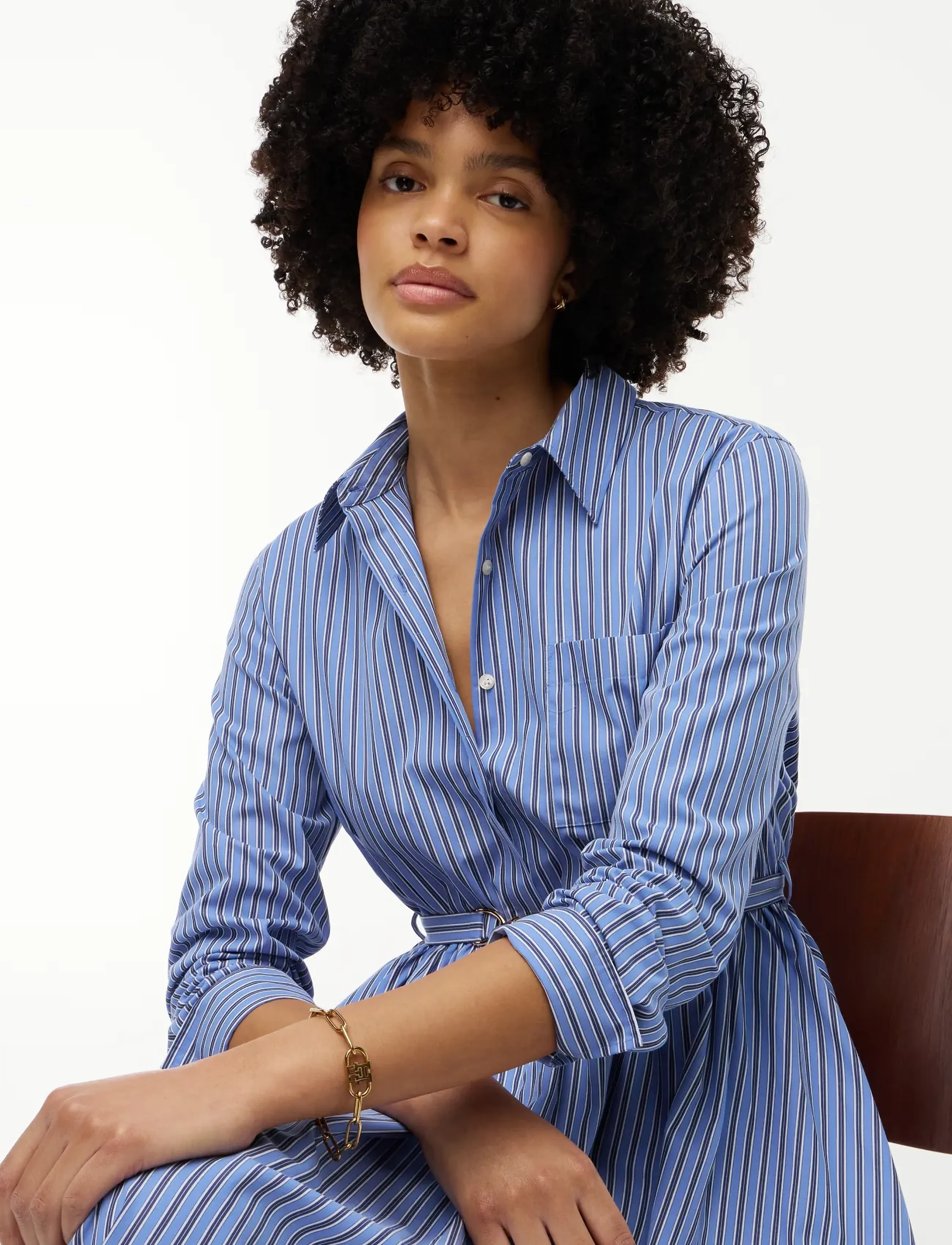 Tommy Hilfiger - POPLIN BELTED LS SHIRT DRESS - särkkleidid - new york blue stripe - 2