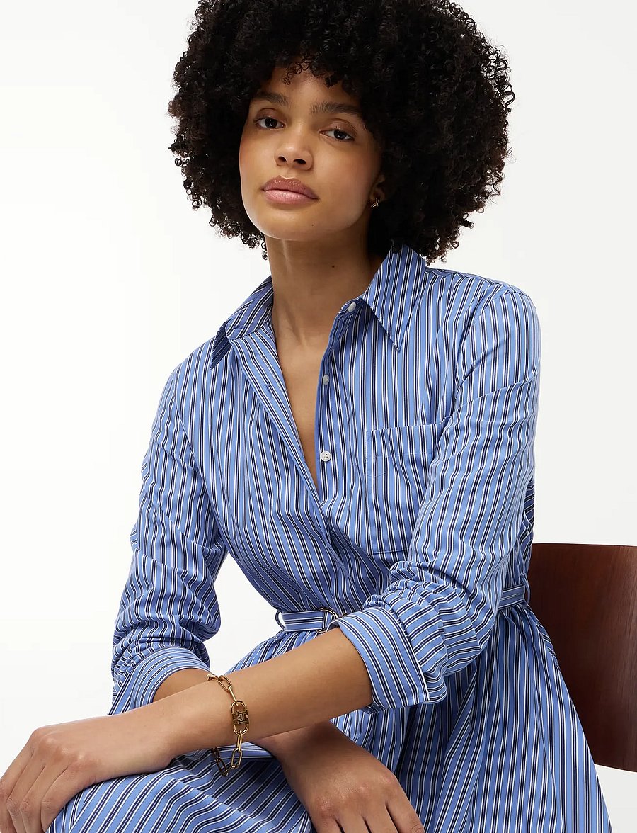 Tommy Hilfiger - POPLIN BELTED LS SHIRT DRESS - särkkleidid - new york blue stripe - 2