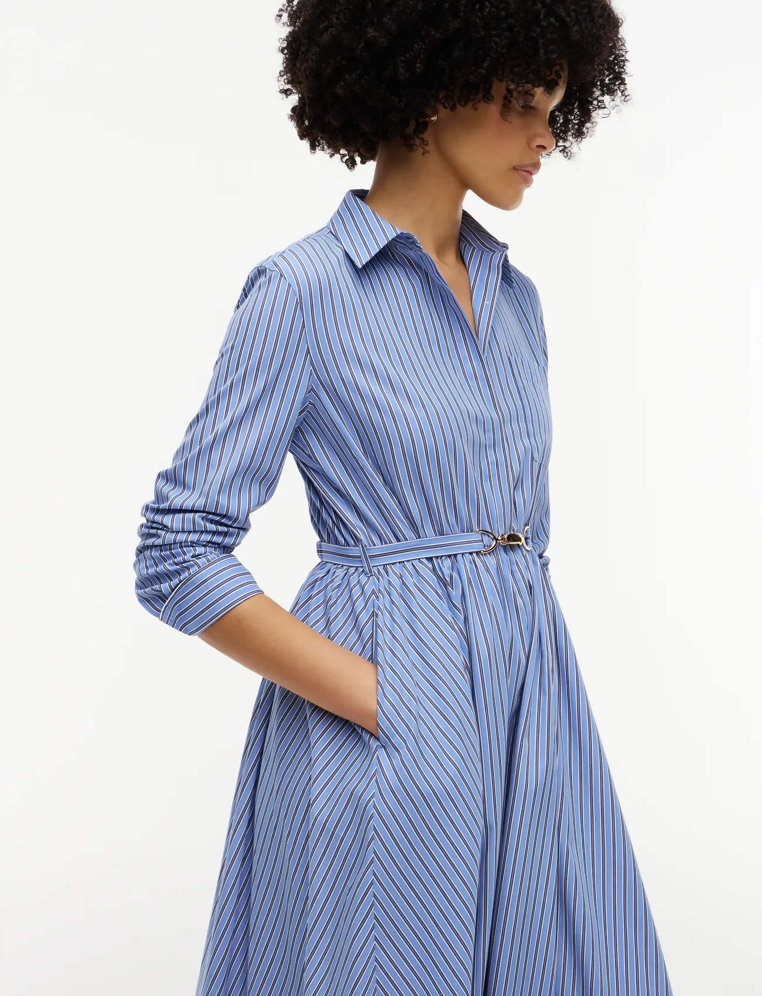 Tommy Hilfiger - POPLIN BELTED LS SHIRT DRESS - särkkleidid - new york blue stripe - 3