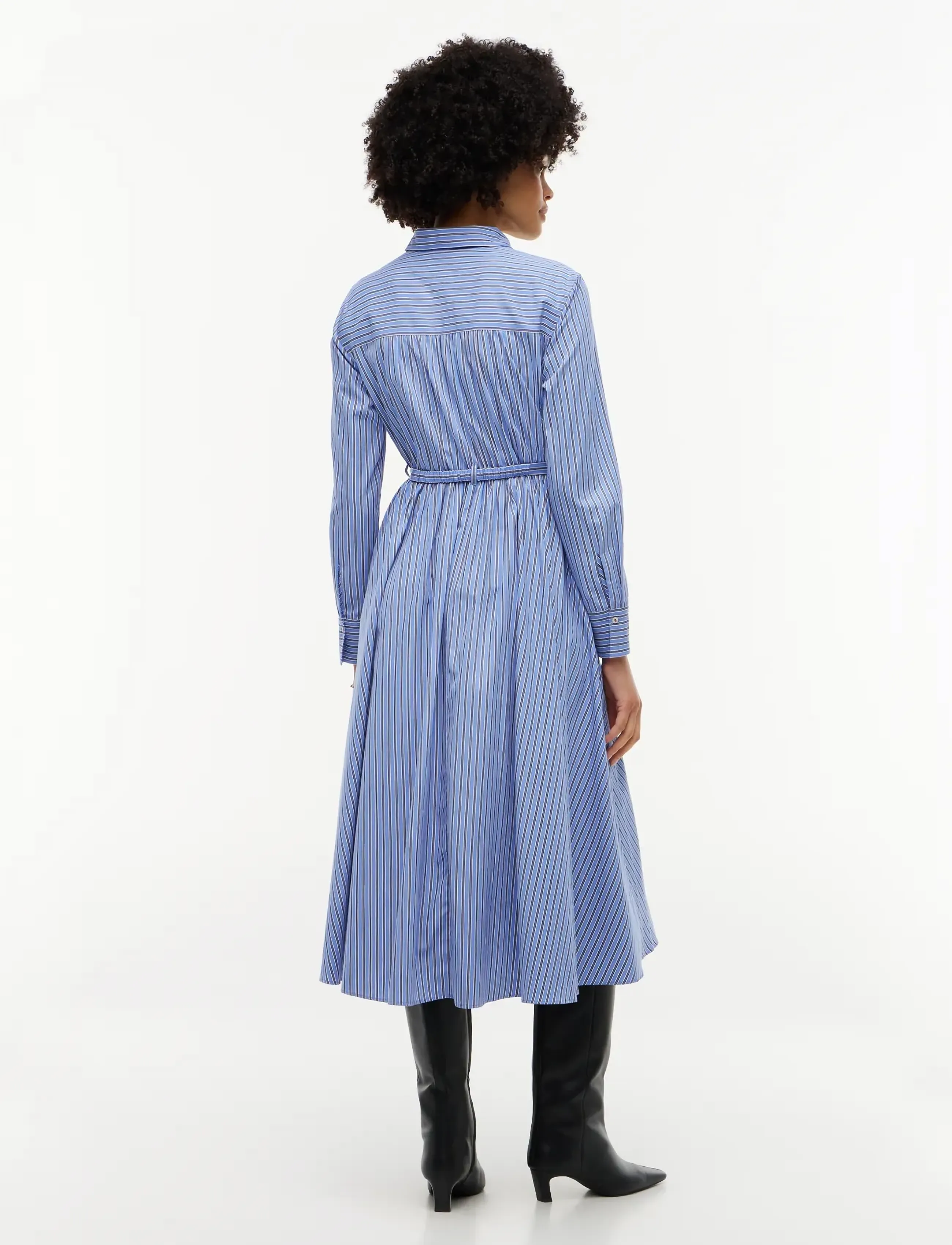Tommy Hilfiger - POPLIN BELTED LS SHIRT DRESS - särkkleidid - new york blue stripe - 4