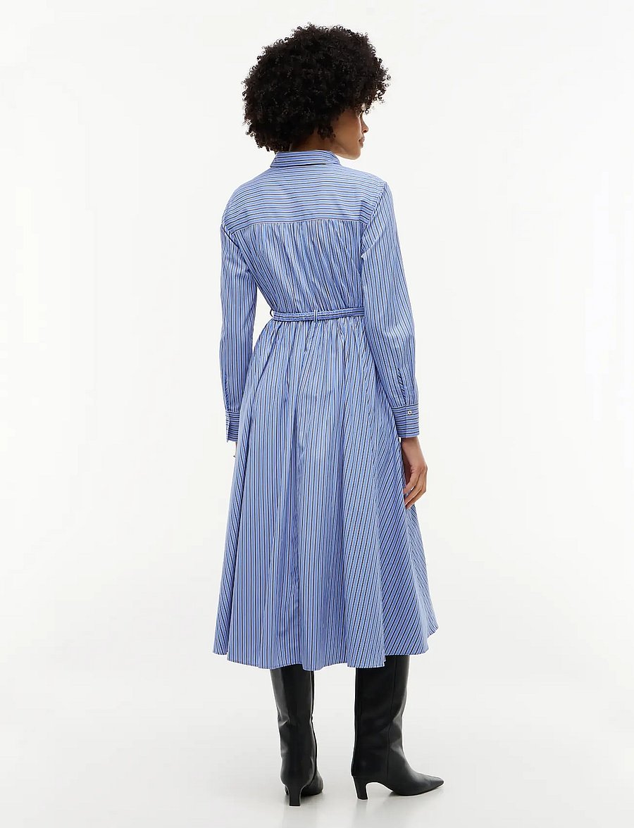 Tommy Hilfiger - POPLIN BELTED LS SHIRT DRESS - särkkleidid - new york blue stripe - 4