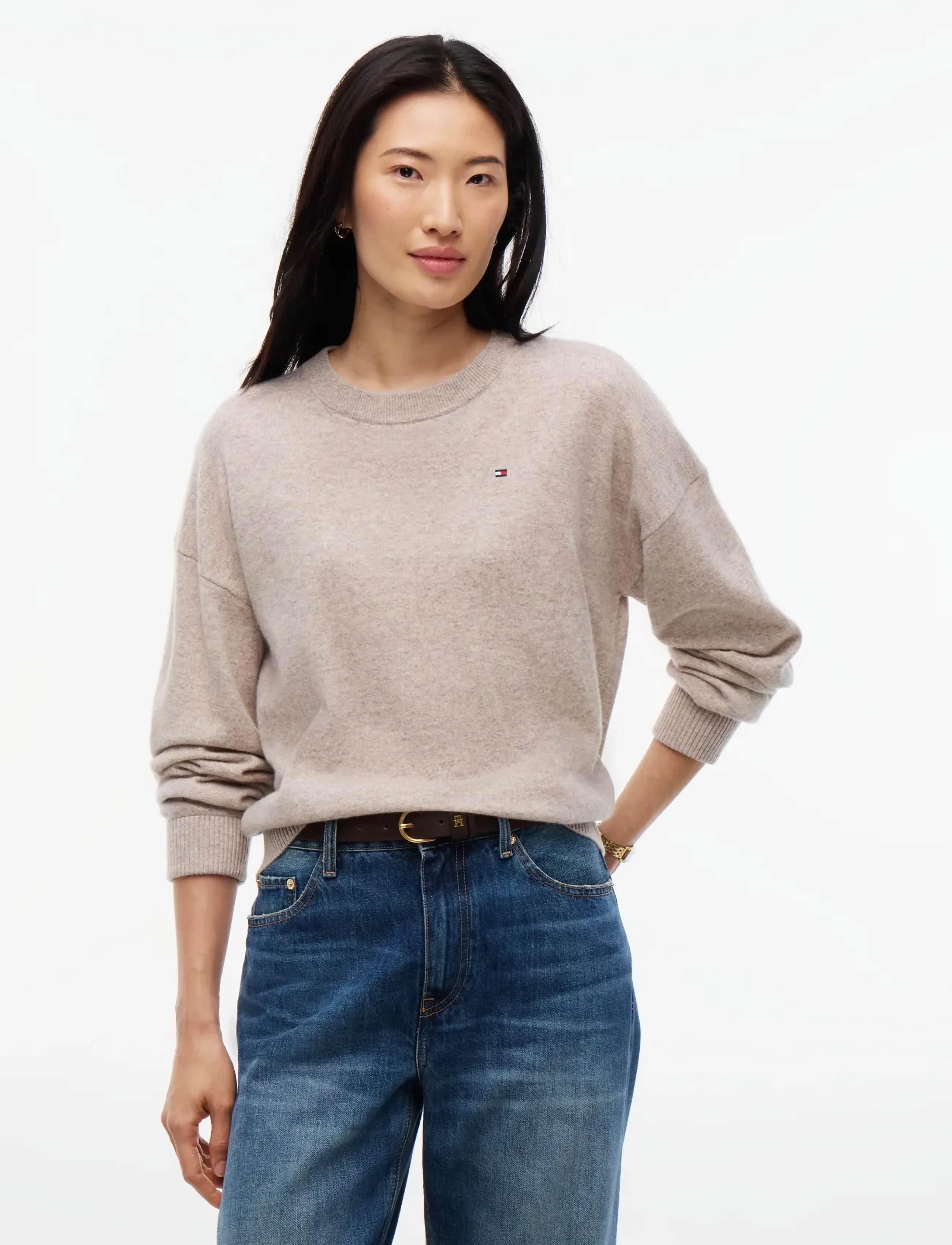 Tommy Hilfiger 90/10 CASHMERE C-NK SWT - Tommy Hilfiger - LIGHT CAMEL HEATHER / beige