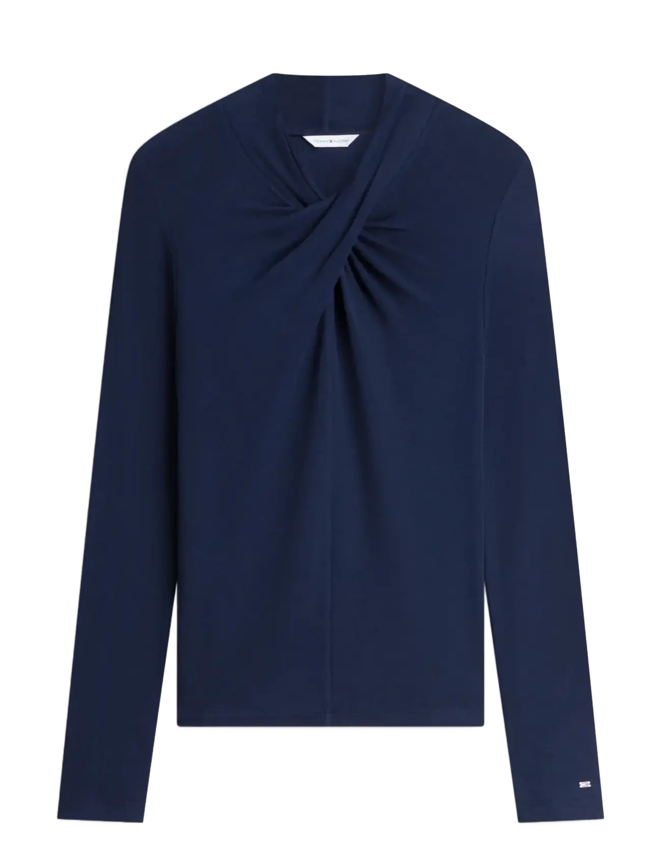 Tommy Hilfiger WOOL MIX DRAPED HIGH-NK LS TOP - Pullover - DARK BLUE / navy