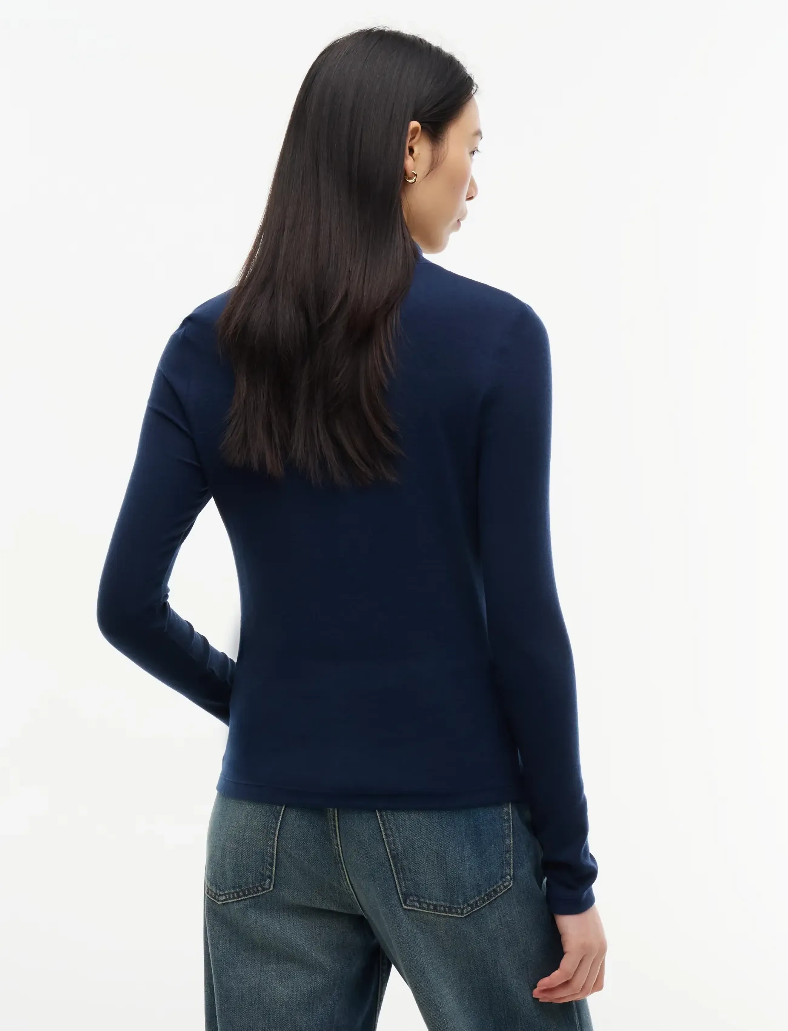 Tommy Hilfiger - WOOL MIX DRAPED HIGH-NK LS TOP - dark blue - 2