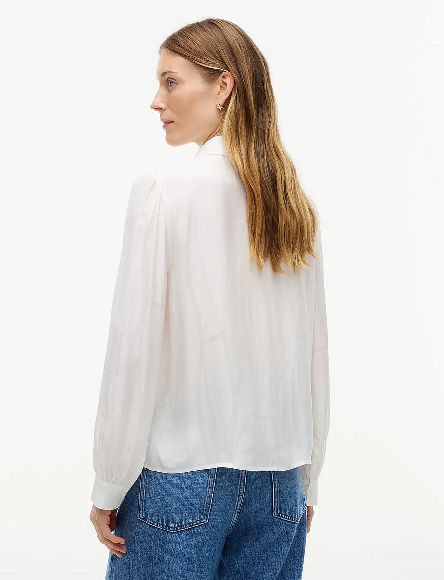 Tommy Hilfiger - JACQUARD FEMININE BOW SHIRT - langærmede bluser - ivory silk - 2