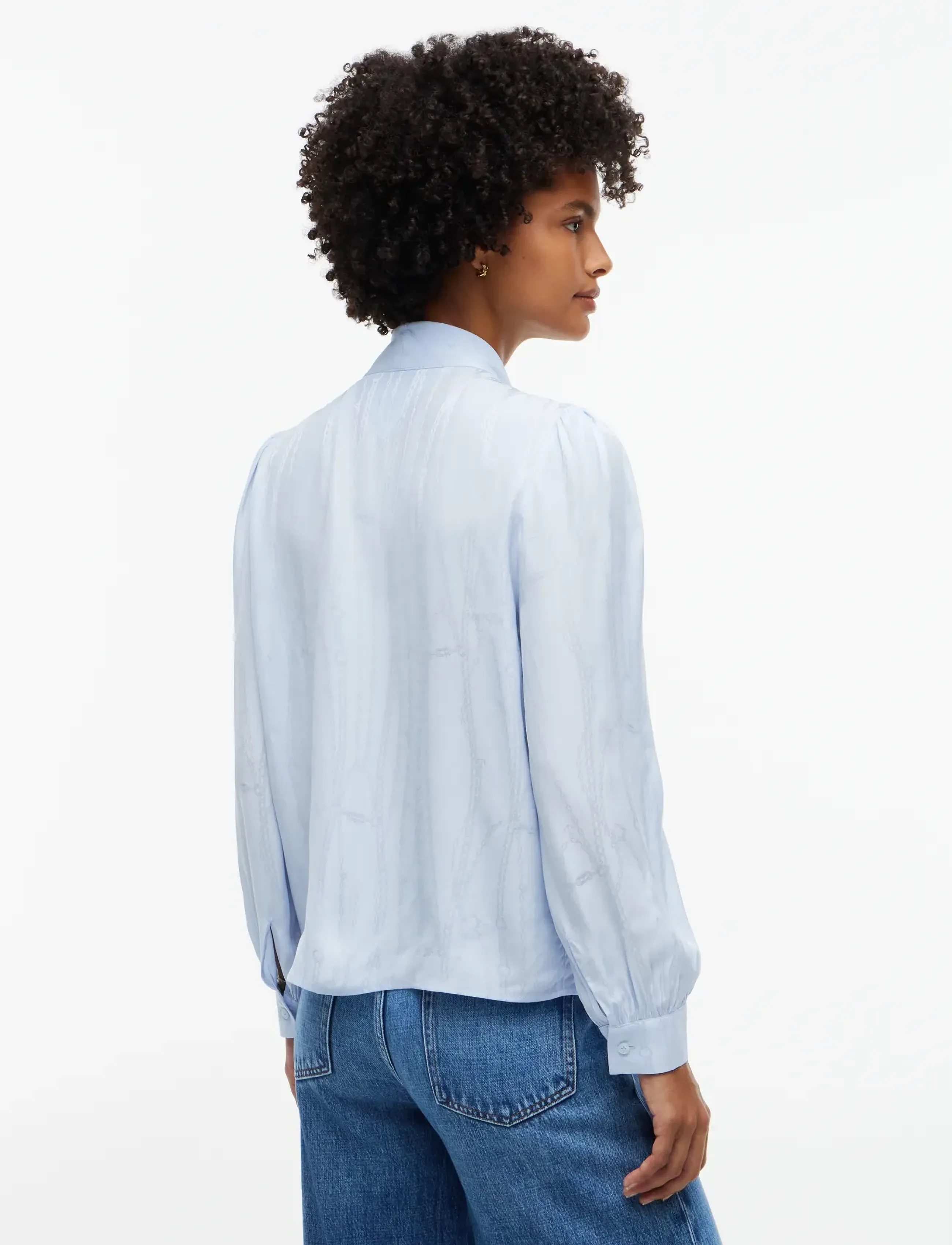 Tommy Hilfiger - JACQUARD FEMININE BOW SHIRT - langærmede bluser - sky blue - 2