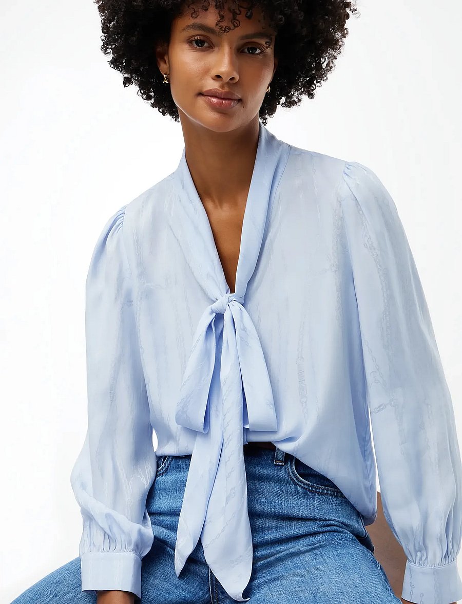 Tommy Hilfiger - JACQUARD FEMININE BOW SHIRT - langærmede bluser - sky blue - 3