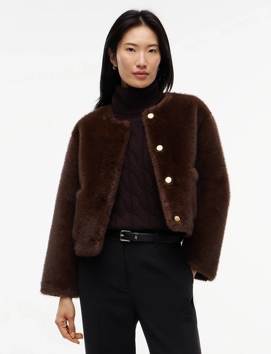 Tommy Hilfiger - FAKE FUR JACKET - kunstkarusnahk - chocolate - 0