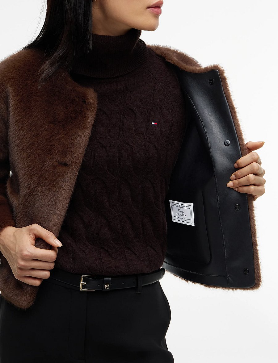 Tommy Hilfiger - FAKE FUR JACKET - kunstkarusnahk - chocolate - 5