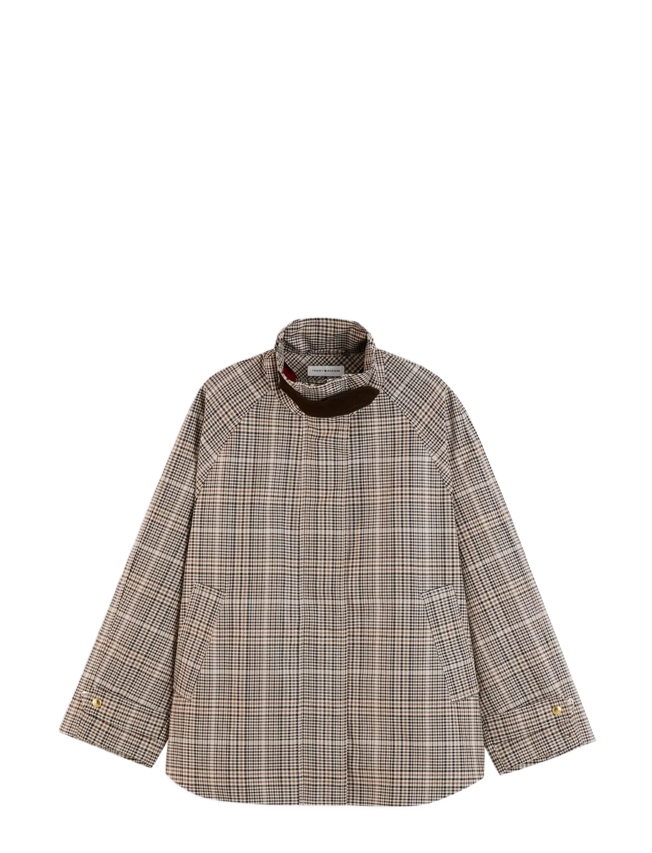 TOMMY HILFIGER Baumwolle Check Cape Mantel Braun - L - Damen