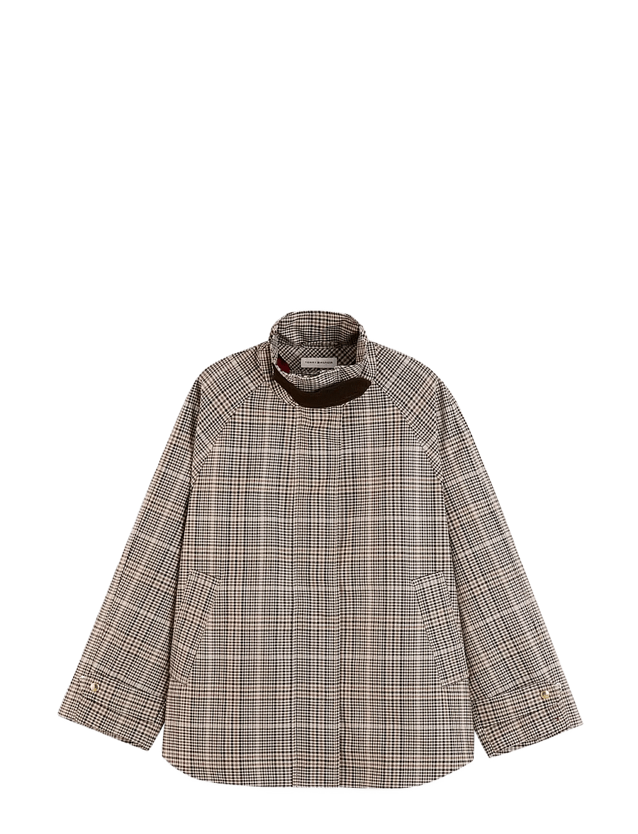 Tommy Hilfiger - COTTON CHECK CAPE COAT - small brown check - 1